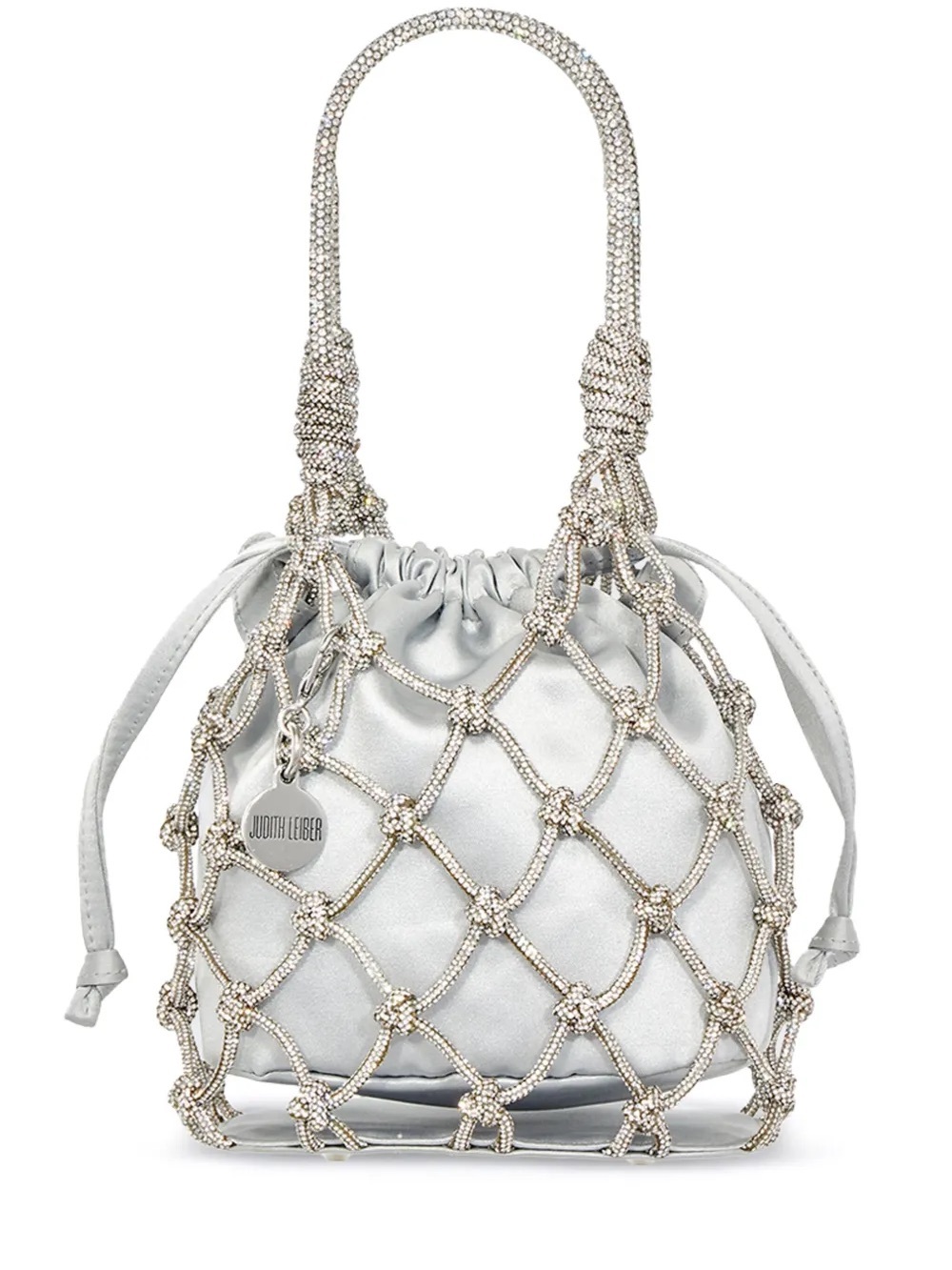 JUDITH LEIBER rhinestone-embellished satin tote bag